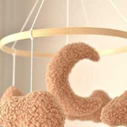 Boucle Baby Mobile With White Stars - Shower Newborn Gift Personalised Nursery Crib - thumbnail 4