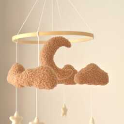 Boucle Baby Mobile With White Stars - Shower Newborn Gift Personalised Nursery Crib - thumbnail 2
