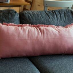Salmon Pink Lumbar Pillow Cover, Fringe Long May Be Sewn in Custom Size - Handmade Cushion Case For Home Decor - thumbnail 2