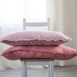 Salmon Pink Lumbar Pillow Cover, Fringe Long May Be Sewn in Custom Size - Handmade Cushion Case For Home Decor - thumbnail 3