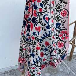 One Of A Kind Vintage Suzani Kantha Quilt Handmade Cotton Embroidered Reversible Boho Bedspread - thumbnail 3
