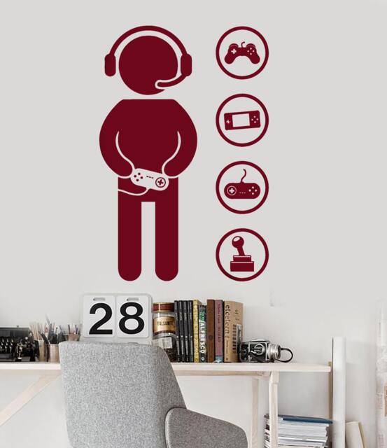 Wall Vinyl Decal Children's Room Decor Gamer Tools Joysticks Computers Games Gaming Decoration - #1113Dz - image 1