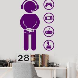 Wall Vinyl Decal Children's Room Decor Gamer Tools Joysticks Computers Games Gaming Decoration - #1113Dz - thumbnail 2