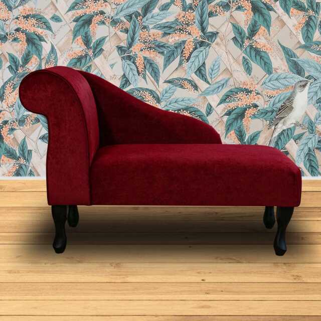 Arabia Red Mini Chaise Longue - Velvet Handmade in Britain - image 1