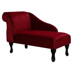 Arabia Red Mini Chaise Longue - Velvet Handmade in Britain - thumbnail 2