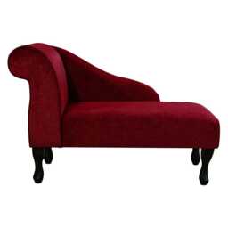 Arabia Red Mini Chaise Longue - Velvet Handmade in Britain - thumbnail 3