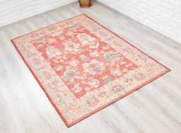 Turkish Rug 5x7, Ethnic 6x9, Floral Rug, Oushak Red Traditional Rustic Rugs 9x12, Washable Kilim in Different Size