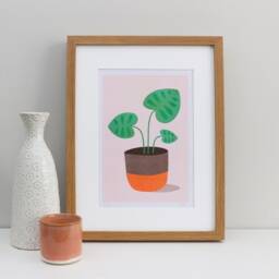 Risograph Plant Print Potted Illustration, Signed A4 Art - thumbnail 3