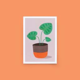Risograph Plant Print Potted Illustration, Signed A4 Art - thumbnail 1