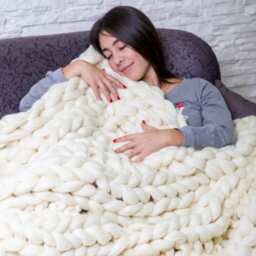 Chunky Knit Blanket, Giant Wool Merino Wool, Throw, Arm Knit - thumbnail 2