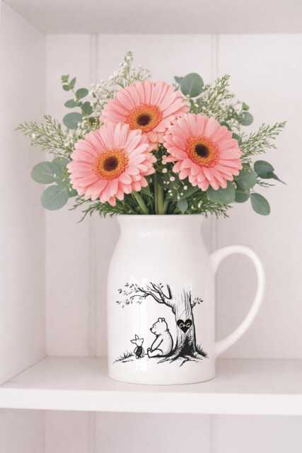 Winnie The Pooh Personalised Ceramic Jug Vase - Valentine's Day & 9Th Wedding Anniversary Gift - image 1
