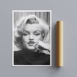 Marilyn Monroe Moustache - Wrapped Framed Canvas Rolled Photo/Poster Print - thumbnail 3