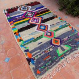 Handmade Berber Azilal Rug Colorful Moroccan Wool Carpet - 7.05Ft X 3.96Ft - thumbnail 3