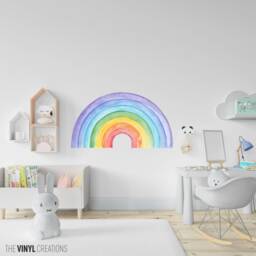 Watercolor Rainbow Wall Sticker , Peel & Stick Decal Theme Decor Decals - Thevinylcreations - thumbnail 2