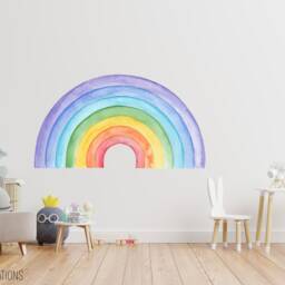 Watercolor Rainbow Wall Sticker , Peel & Stick Decal Theme Decor Decals - Thevinylcreations - thumbnail 3