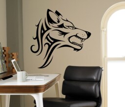 Tribal Wolf Wall Decal Beast Wild Animal Vinyl Sticker Home Decor Ideas Interior Art 32(Nt - thumbnail 1