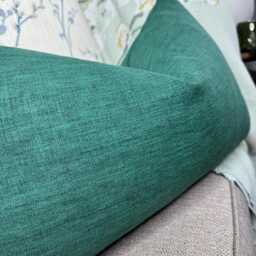 "Teal Cotton Cushion Cover, Lumbar Pillow Cover 12"" X 20" - thumbnail 2