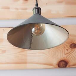 Cone Pendant Grey Leather Lighting For Kitchen-And-Dining - Lampshade Hanging Kitchen Island Lamp Furniture & Fixture - thumbnail 4