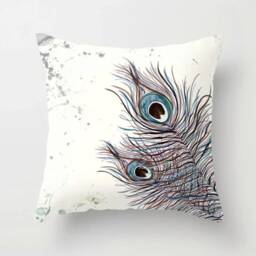Decorative Peacock Cushion Cover/Peacock Pillow Case/Peacock Lumbar Top/Blue & Green Case/Bedroom & Porch Textile - thumbnail 2