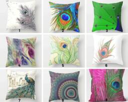Decorative Peacock Cushion Cover/Peacock Pillow Case/Peacock Lumbar Top/Blue & Green Case/Bedroom & Porch Textile