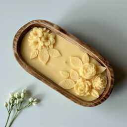 3 Wick Large Floral Dough Bowl Candle, 3D Rose Flower Scented Olive Green Yellow Candle, Flower Home Decor, Floral Gift For Her, Soy Wax Candle