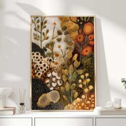 Autumn Botanical Wall Art Print, Abstract Floral Landscape in Warm Earth Tones, Contemporary Nature Poster For Living Room Or Bedroom - thumbnail 1