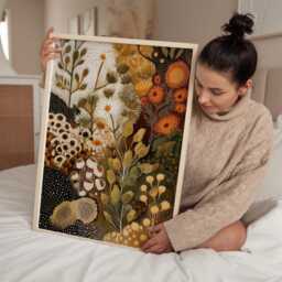 Autumn Botanical Wall Art Print, Abstract Floral Landscape in Warm Earth Tones, Contemporary Nature Poster For Living Room Or Bedroom - thumbnail 3