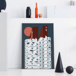 Capsule Tower Tokyo Art Print - Graphic Illustration Abstract Poster Kisho Kurokawa - thumbnail 3