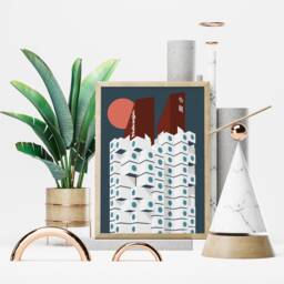 Capsule Tower Tokyo Art Print - Graphic Illustration Abstract Poster Kisho Kurokawa - thumbnail 2