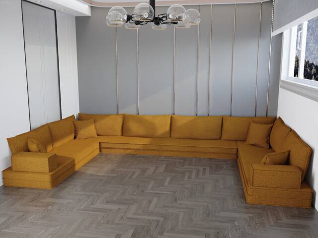 U-Shaped Floor Sofa - Moroccan Style Modular Couch, Yoga Space - image 1