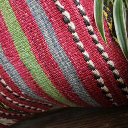 40cm - 16Inch Handwoven Kilim Pillow Cover - Brocaded Weave Purples Pinks Green Accents 3 - thumbnail 3