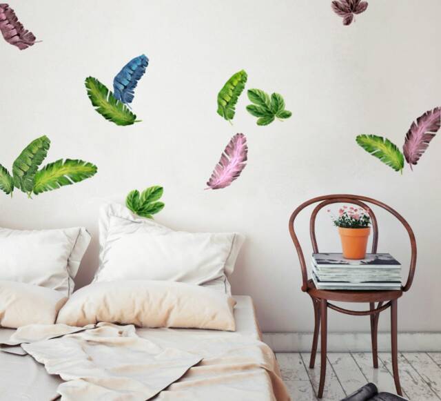 Banana & Fig Leaf Decals For Walls, Tile Furniture - Tropical Wall Home Decor Hand-Painted - image 1