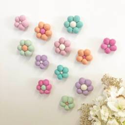 Felt Ball Flower Wall Decor Poppy Bloom Nursery Decoration - thumbnail 3