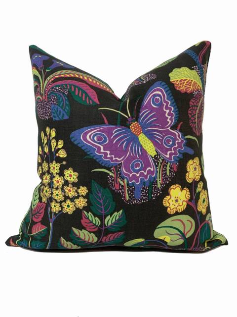 Schumacher Exotic Butterfly Black Cushion Cover Pillow Double Sided - image 1