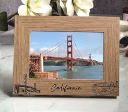 California Skyline Personalised Wooden Photo Frame Hollywood Keepsake Gift Size 6 X 4 Or 7 5 - thumbnail 1