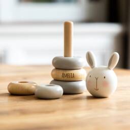 Personalised Wooden Animal Stacking Toy Bear, Rabbit, Elephant - Lc982 - thumbnail 3