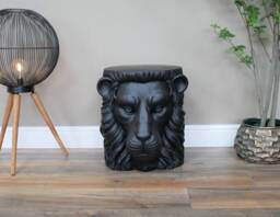Ferocious Matt Black Lion Side Table