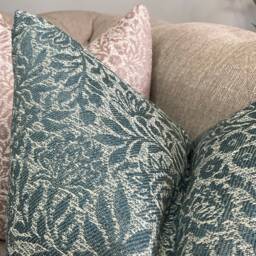 Floral Cushion Cover, Hidcote Pillow Sham, John Lewis & Partners Fabric Weave, Heritage Blue Teal Floral Double Sided Handmade - thumbnail 2