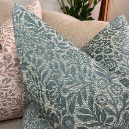 Floral Cushion Cover, Hidcote Pillow Sham, John Lewis & Partners Fabric Weave, Heritage Blue Teal Floral Double Sided Handmade - thumbnail 3