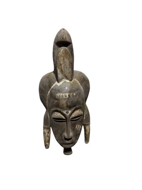 Baule Portrait Mask Hand Carved Wood Vintage West African Art Ivory Coast - image 1