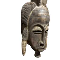 Baule Portrait Mask Hand Carved Wood Vintage West African Art Ivory Coast - thumbnail 4