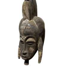Baule Portrait Mask Hand Carved Wood Vintage West African Art Ivory Coast - thumbnail 2