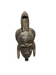 Baule Portrait Mask Hand Carved Wood Vintage West African Art Ivory Coast