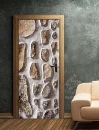 Stones Wall Decal, Door Mural, Wallpaper, Home Design Sticker, Fridge Decor, Covering - thumbnail 1
