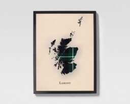 Clan Lamont Scottish Tartan Map - Of Scotland Family Wall Decor, Ready To Hang - thumbnail 1