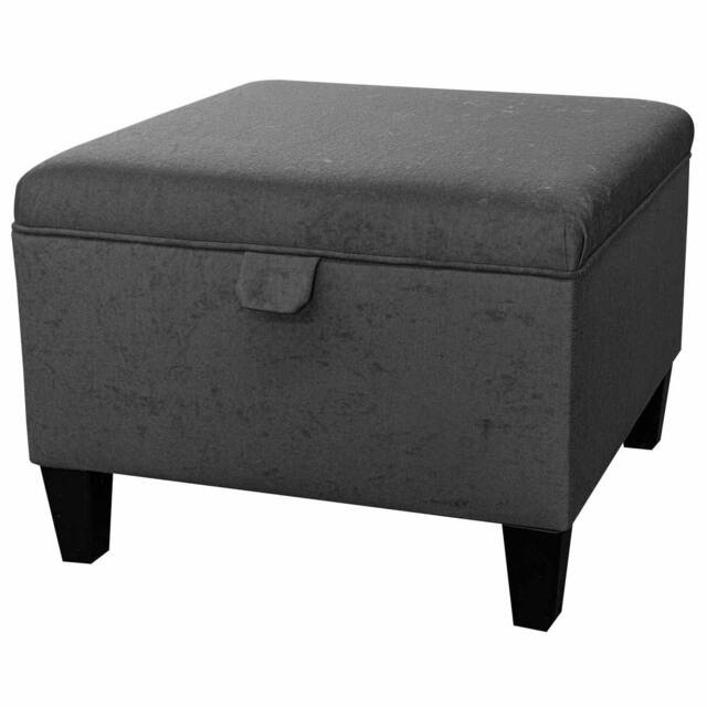 Handmade Grey Plush Square Storage Ottoman - 24 X 24 - image 1