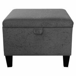 Handmade Grey Plush Square Storage Ottoman - 24 X 24 - thumbnail 3