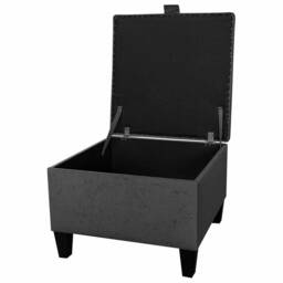 Handmade Grey Plush Square Storage Ottoman - 24 X 24 - thumbnail 2