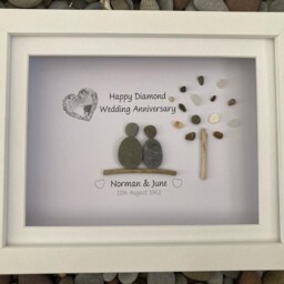 Diamond Wedding Anniversary Gifts. 60Th Wedding Anniversary Pebble Art & Keepsake - thumbnail 2