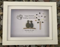 Diamond Wedding Anniversary Gifts. 60Th Wedding Anniversary Pebble Art & Keepsake - thumbnail 1